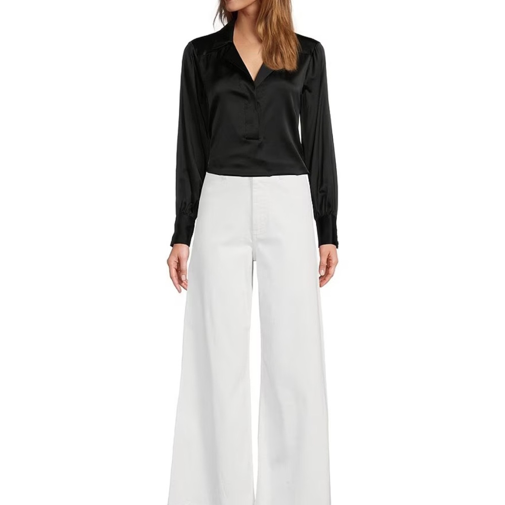 WIDE LEG CROPPED White denim pants